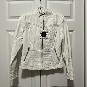 Never worn white vegan coat